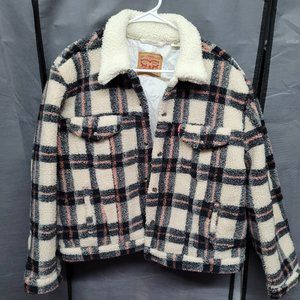 Cropped Levis Plaid Sherpa Coat